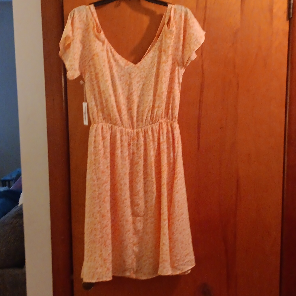 Jessica Simpson Peach Floral Wrap Midi Dress - Picture 3 of 4
